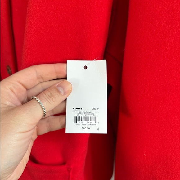 Croft & Barrow Women's Button Front Jacket Size 3X NWT Unlined Red Orange Kohls - Picture 3 of 4